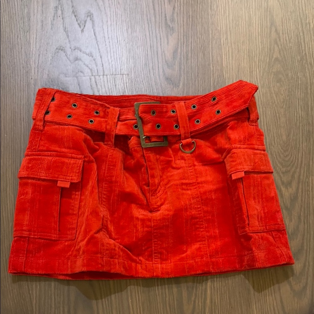 Red cargo Mini denim Skirt